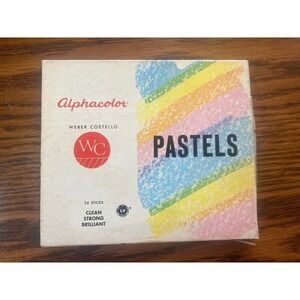 Vintage Weber Costello ALPHACOLOR Pastels 24 Sticks  w/Box